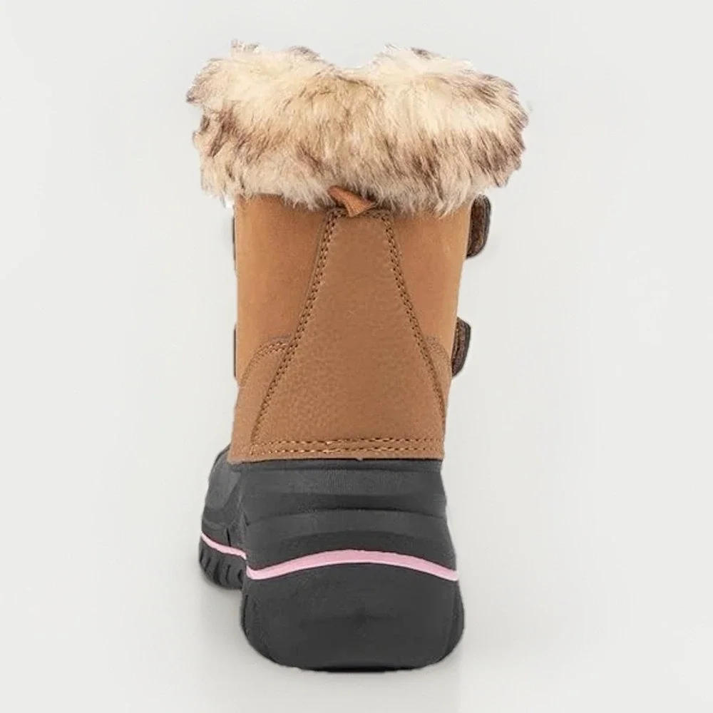Stride Rite 360 Betty Winter Snow Boot Unisex-Child Size 3 Brown Black Calf High